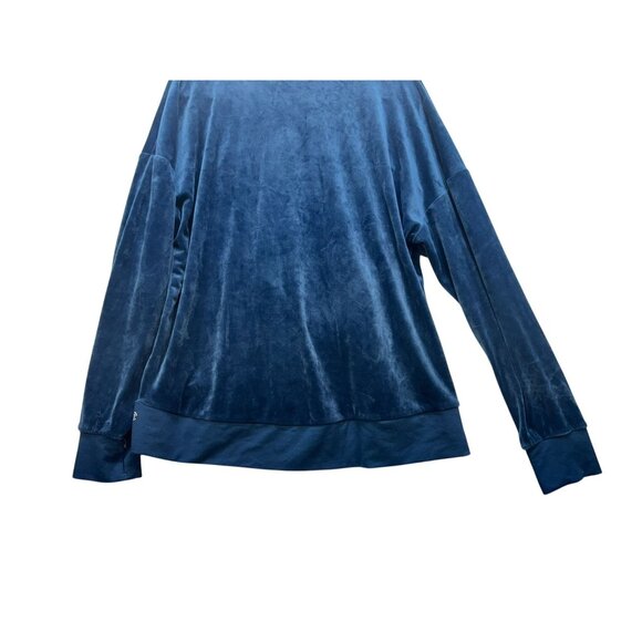 Champion Womens Velour Pullover Sweatshirt Sweater XL Blue Drawstring & Pockets - Picture 12 of 13